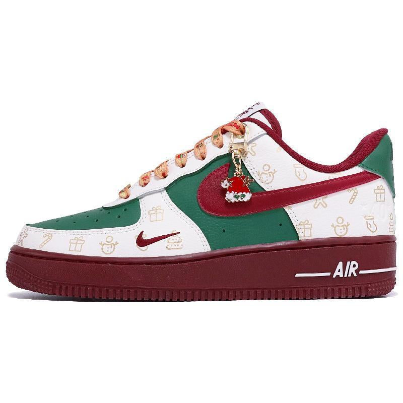 Custom Christmas green gold snowflake Air Force 1 – hand-painted custom sneakers | DiySneakers