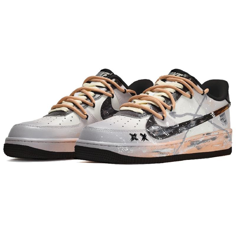 Custom cocoa milk tea in black, gray and brown Air Force 1 – hand-painted custom sneakers | DiySneakers