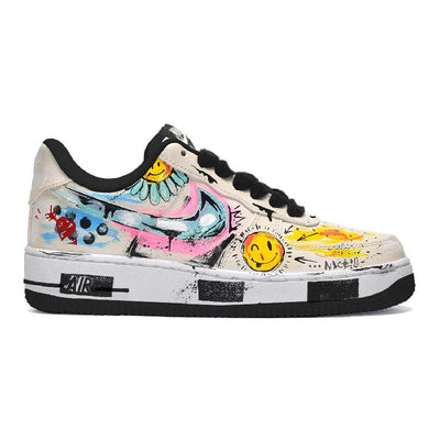 Custom A woman little Daisy with a smiling face and a rosy complexion Air Force 1 Beige/Black – custom sneakers view 2 | D…