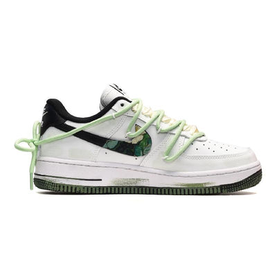 Custom Female oil painting in black, white and green Air Force 1 Black/White/Green – custom sneakers view 2 | DiySneakers