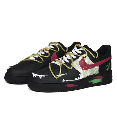 Custom Winter forest for and Air Force 1 Black/Red/Green – custom sneakers view 2 | DiySneakers