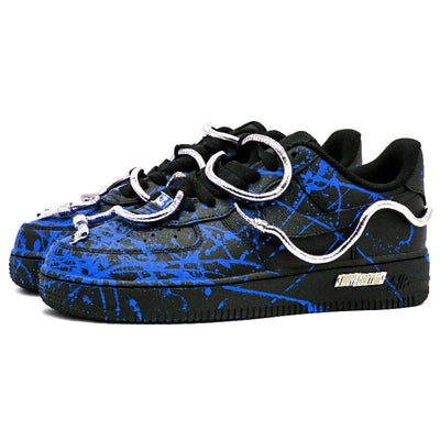 Custom Snake blue style Air Force 1 Black/Blue/Silver – custom sneakers view 2 | DiySneakers