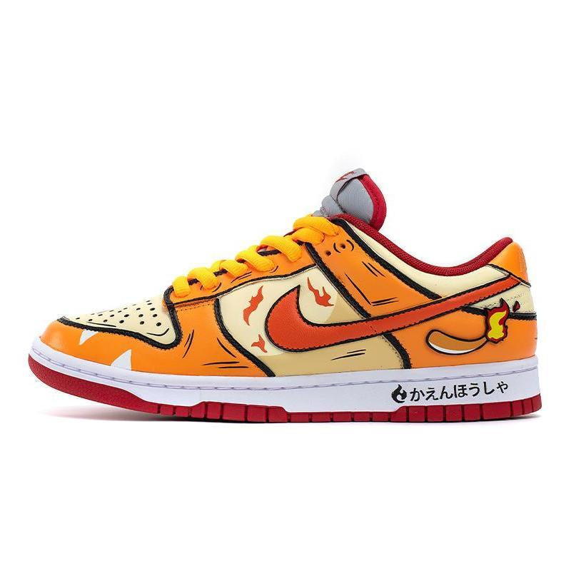 Custom The female version of the little fire dragon is orange-yellow Dunk – hand-painted custom sneakers | DiySneakers