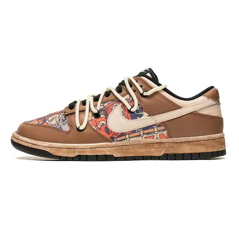 Custom Valentine Day doodle Brown and white C Dunk Palm Tree – hand-painted custom sneakers | DiySneakers