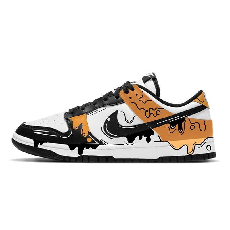 Custom Yellow Runny Core Dunk White/black – hand-painted custom sneakers | DiySneakers