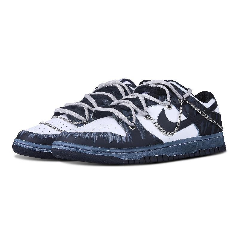 Custom Male style: Deep and secluded jungle Dunk White – hand-painted custom sneakers | DiySneakers