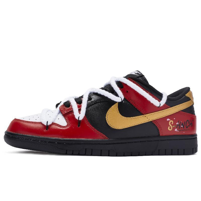 Custom The male genius Sakuragi Dunk Red, Black, White Gold – hand-painted custom sneakers | DiySneakers