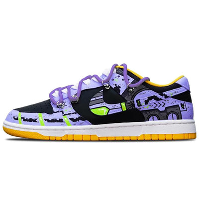 Custom Dark Battle Damage Blue-violet S-BOX Dunk – custom sneakers view 2 | DiySneakers