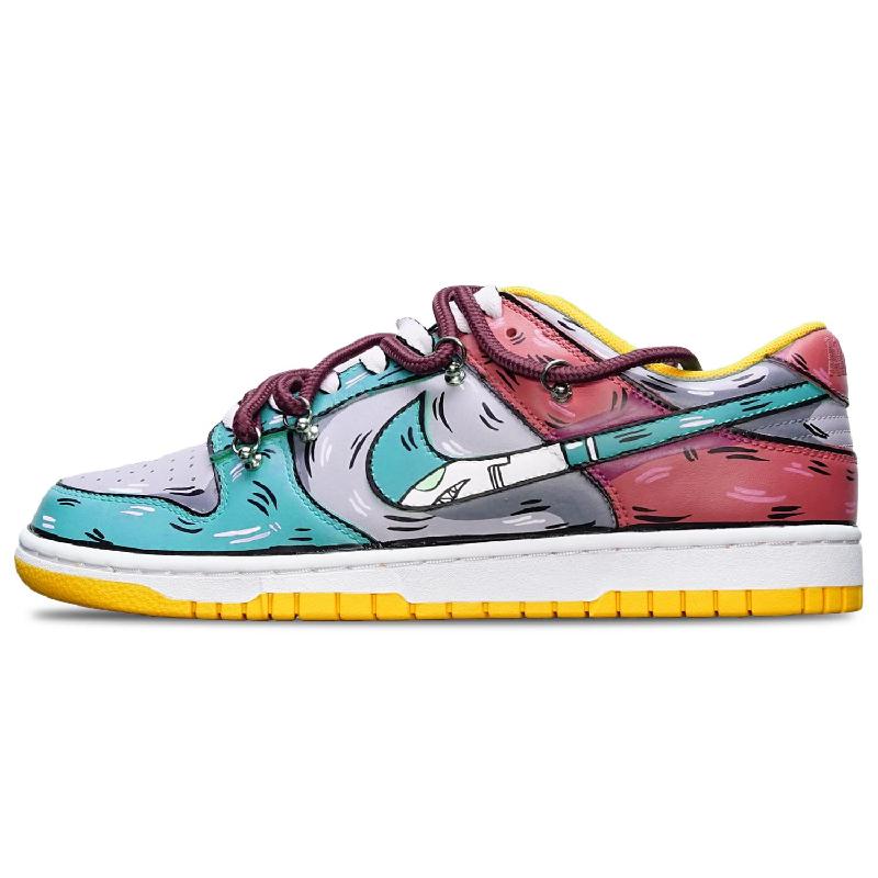 Custom Shark blue gray red S-BOX Dunk – hand-painted custom sneakers | DiySneakers
