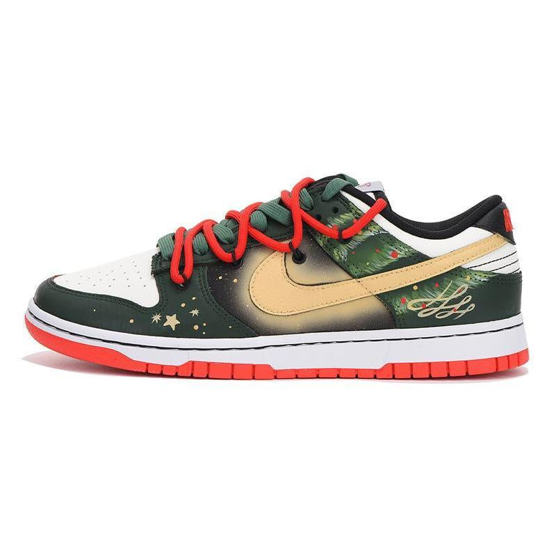 Custom Christmas tree Nba X Dunk Black/Red/Green – hand-painted custom sneakers | DiySneakers