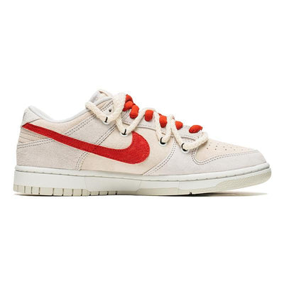 Custom beige and red lucky ones Dunk – custom sneakers view 2 | DiySneakers
