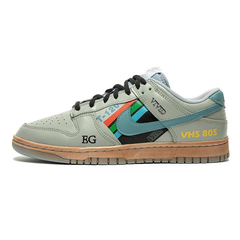 Custom striped cyan grey Dunk Dark Gray – hand-painted custom sneakers | DiySneakers