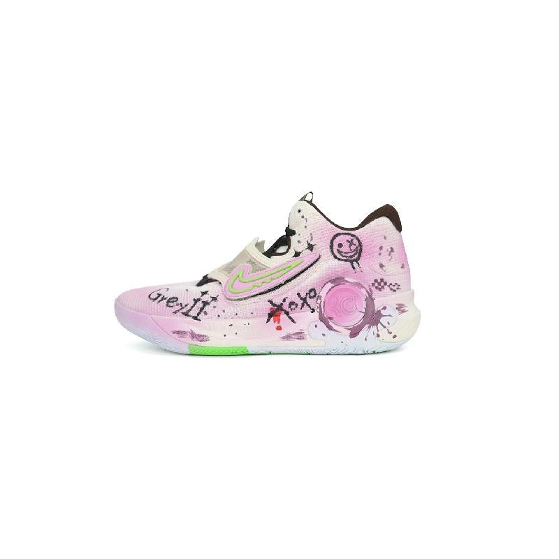 Custom Rap graffiti KD Trey 5 X White/Pink – hand-painted custom sneakers | DiySneakers