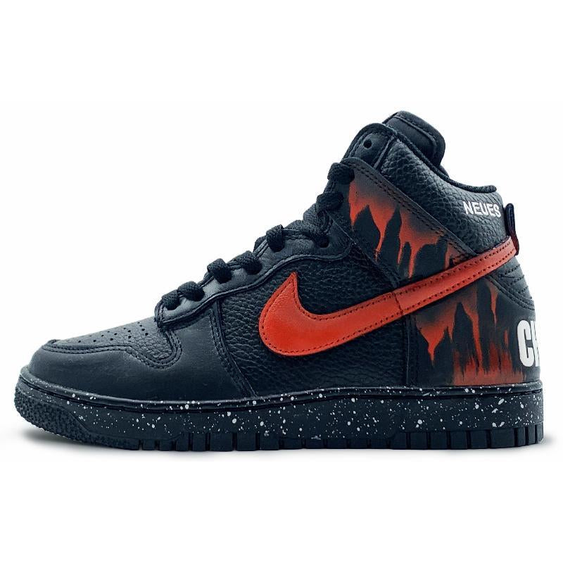 Custom Burning Soul Dunk Black/Red – hand-painted custom sneakers | DiySneakers