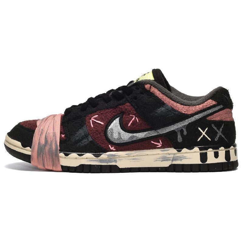 Custom melted plush black powder Dunk – hand-painted custom sneakers | DiySneakers