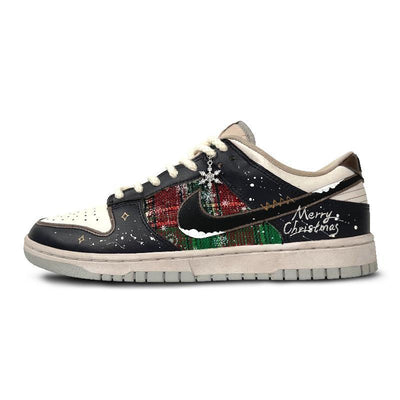 Custom Black, red and green for on a snowy Christmas night Dunk – custom sneakers view 2 | DiySneakers