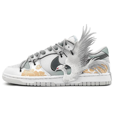 Custom White Phoenix Yinfei Grey gold version Dunk – custom sneakers view 2 | DiySneakers