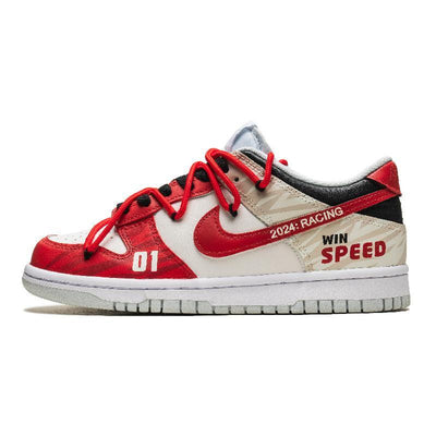 Custom top-secret racing in white and red Dunk White/red – custom sneakers view 2 | DiySneakers