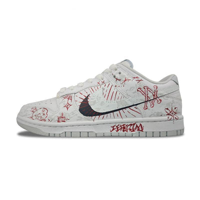 Custom Eternal silent words Dunk Grey / Red – custom sneakers view 2 | DiySneakers