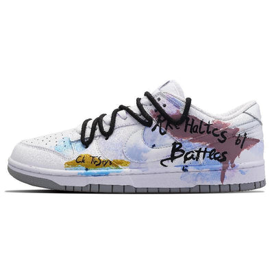 Custom graffiti on a snowy night Dunk – custom sneakers view 2 | DiySneakers
