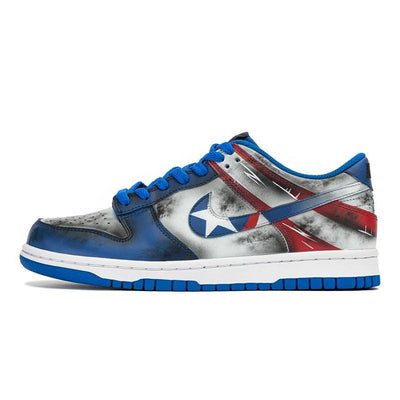 Custom DKL Captain America VIBE Dunk Blue/Red/Gray – custom sneakers view 2 | DiySneakers