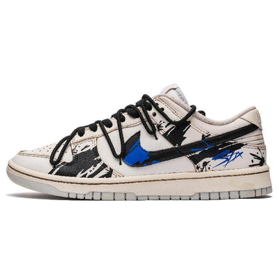 Custom ink-wash art in black and blue Dunk Blue/Brown – custom sneakers view 2 | DiySneakers