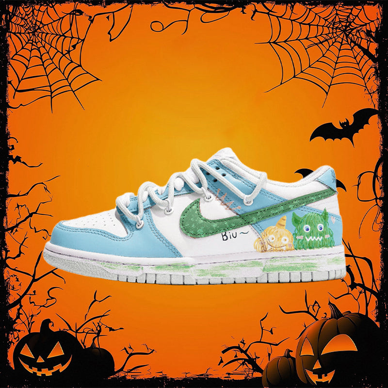 Custom Plush Monster Dunk Blue/Green – hand-painted custom sneakers | DiySneakers