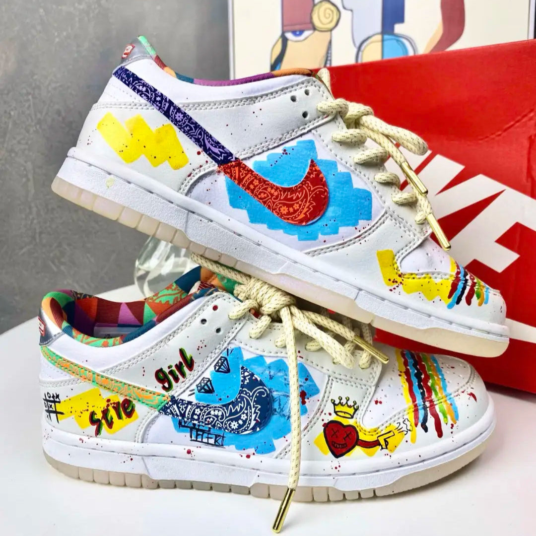 Rainbow Chip - Street Graffiti Color Custom Dunk low Women's Skateboarding Shoes