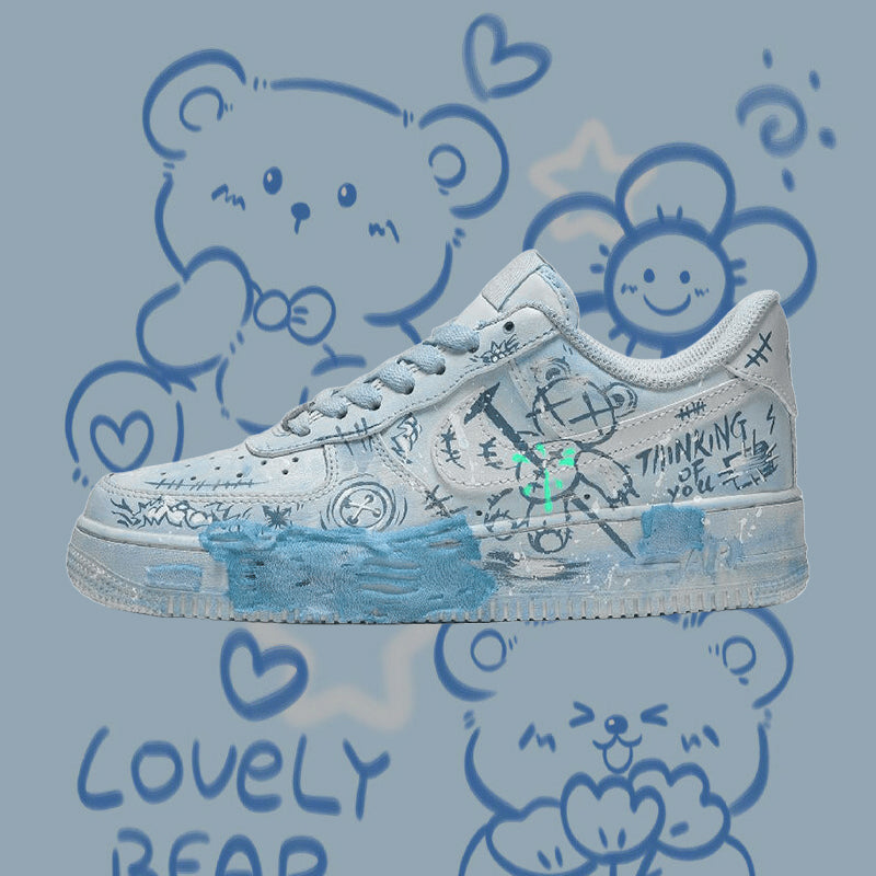 Custom The lost puppet bear blue Air Force 1 Blue – hand-painted custom sneakers | DiySneakers
