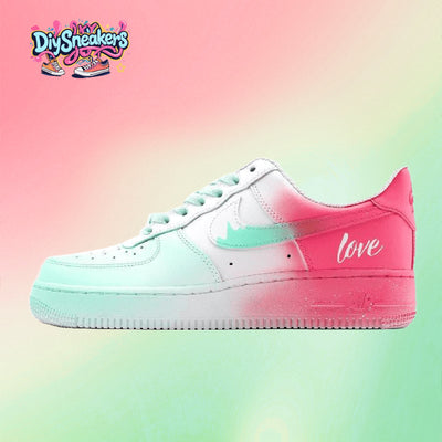 Custom Love Notes: Red and green Air Force 1 White/green/red – custom sneakers view 2 | DiySneakers