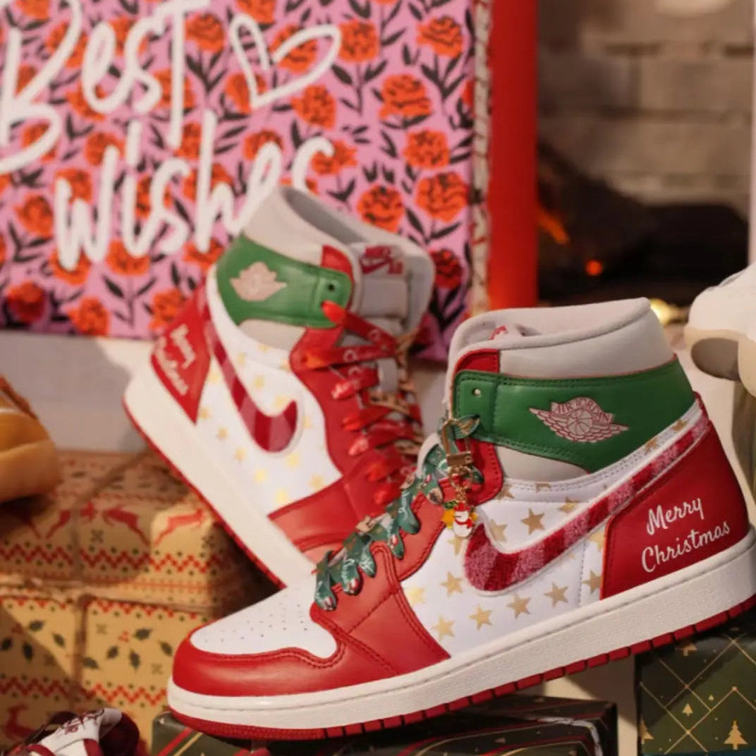 Custom Christmas Star Air Jordan 1 – hand-painted custom sneakers | DiySneakers