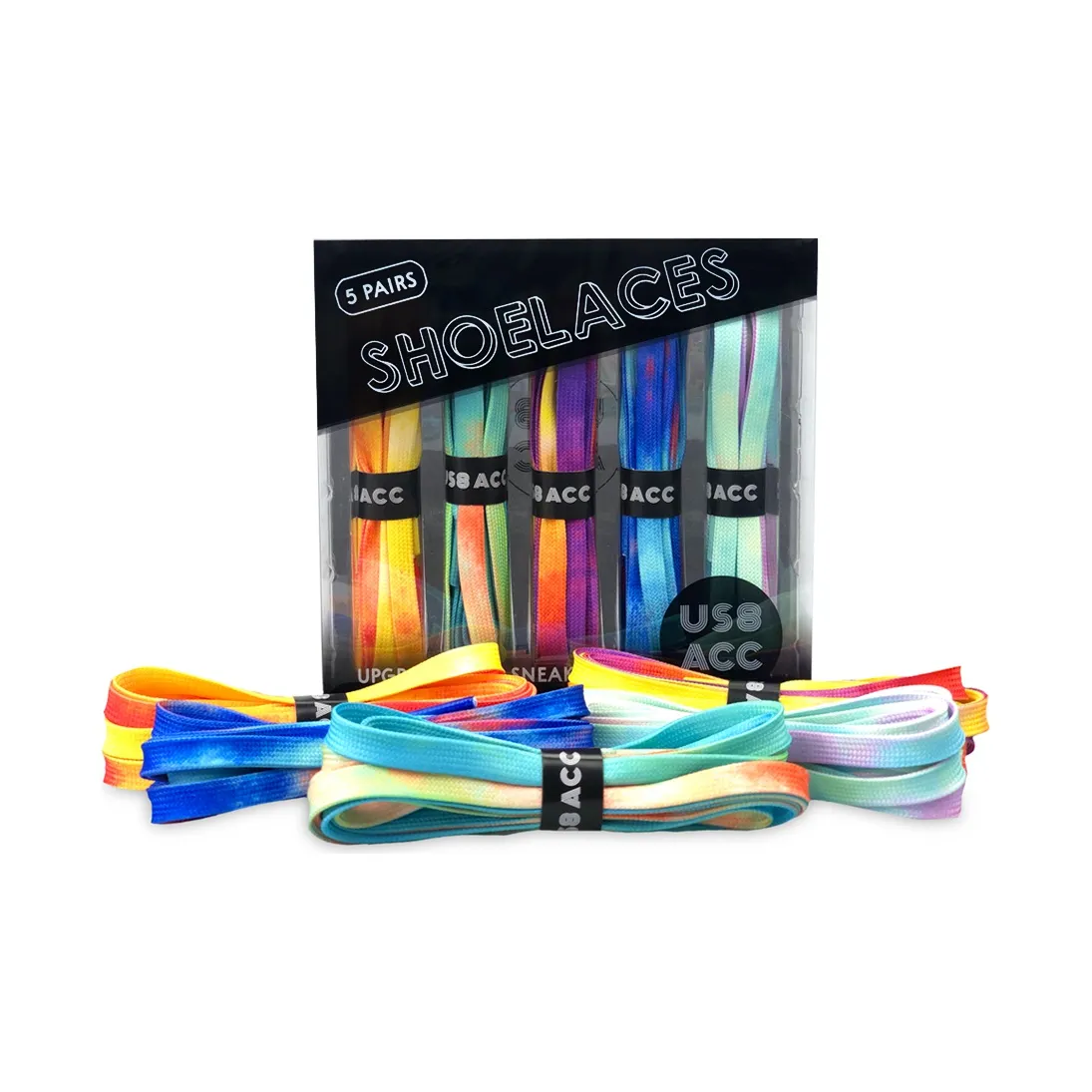 5 Pairs Cool irregular tie-dye gradient Niche original tropical island series Shoelaces Unisex couple style