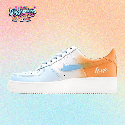Custom Love Notes Blue and orange Air Force 1 – custom sneakers view 2 | DiySneakers