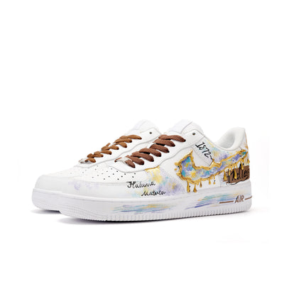 Customized Floating Dreams, Shading, Water Lilies Air Force 1 Shoes White/Brown – custom sneakers view 2 | DiySneakers