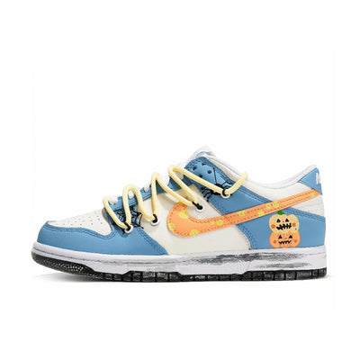 Custom Silly Pumpkin Dunk Blue/White – custom sneakers view 2 | DiySneakers