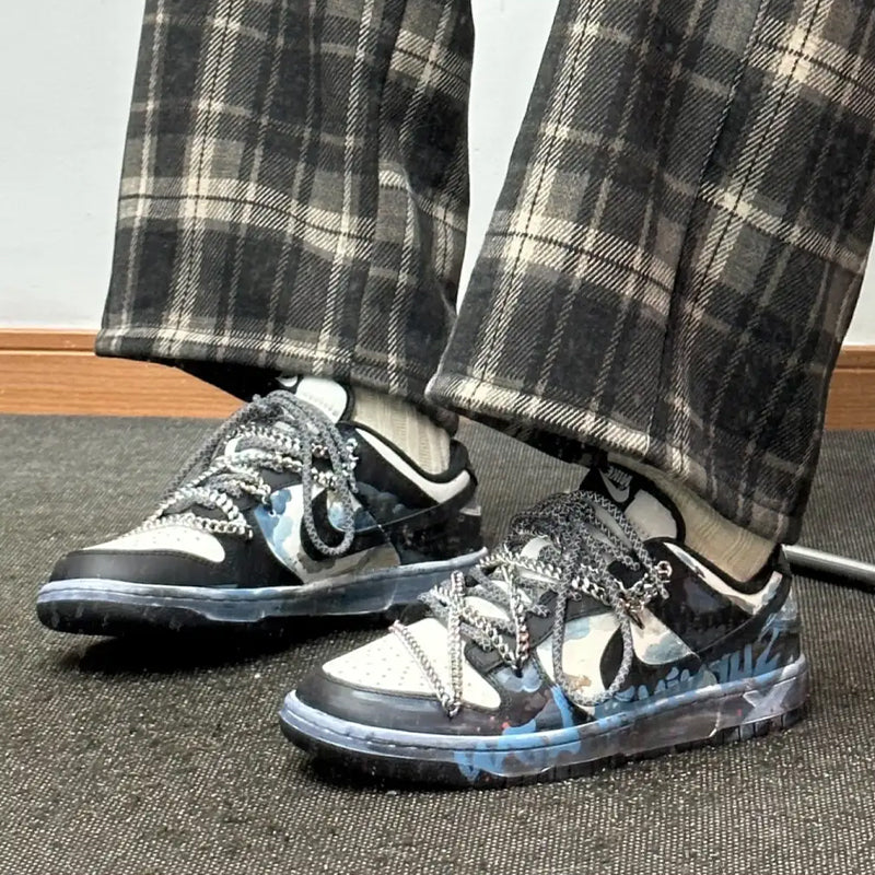 Custom Survival rules for Dunk Blue/off-white – hand-painted custom sneakers | DiySneakers