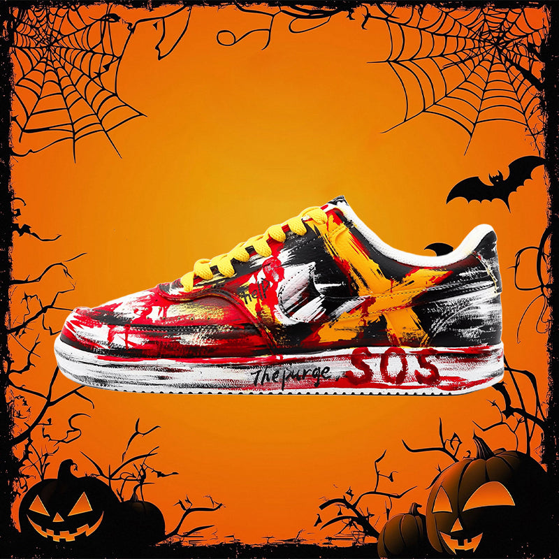 Custom Drippy Sense Court Vision 1 Red/Black/Yellow – hand-painted custom sneakers | DiySneakers