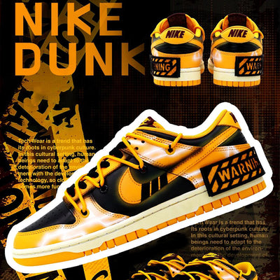 Custom Yellow Warning Dunk Low Yellow – custom sneakers view 2 | DiySneakers