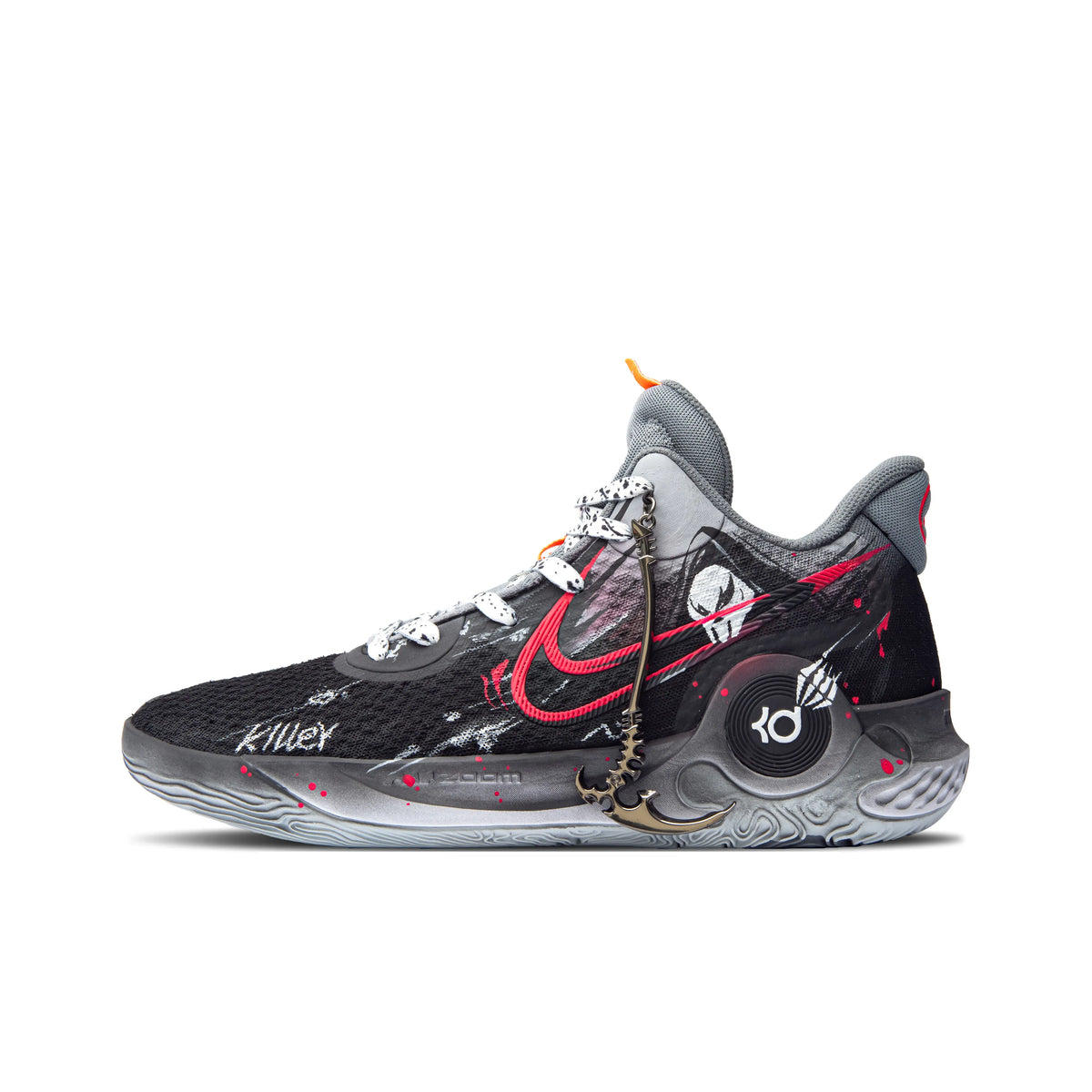 Customized Old Retro Sickle Shadow KD Trey 5 X Black/Red – hand-painted custom sneakers | DiySneakers