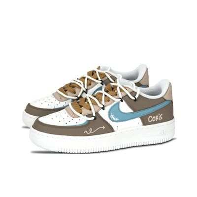 Customized Arrowl Air Force 1 Shoes Minimalist Style Brown – custom sneakers view 2 | DiySneakers