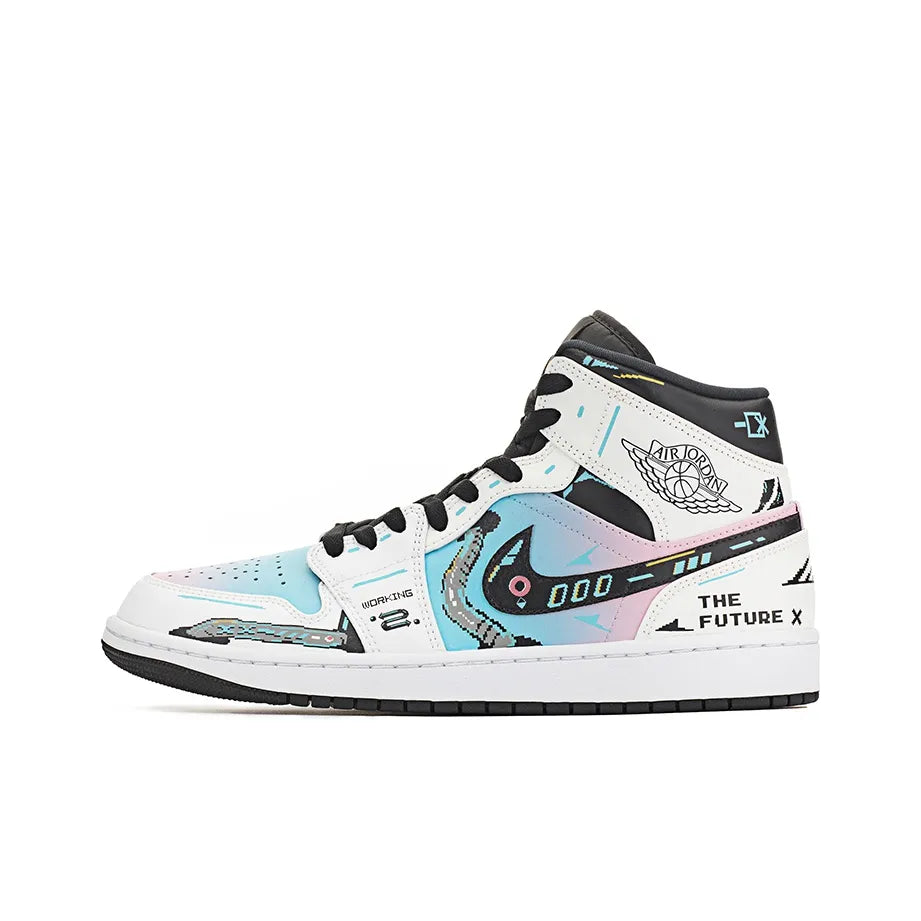 Custom Cyber Cotton Candy Jordan Air Jordan 1 Mid – custom sneakers view 10 | DiySneakers