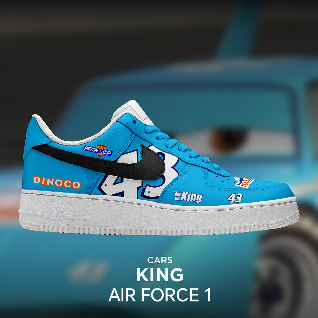 Custom King X Cars Air Force 1 Blue – hand-painted custom sneakers | DiySneakers