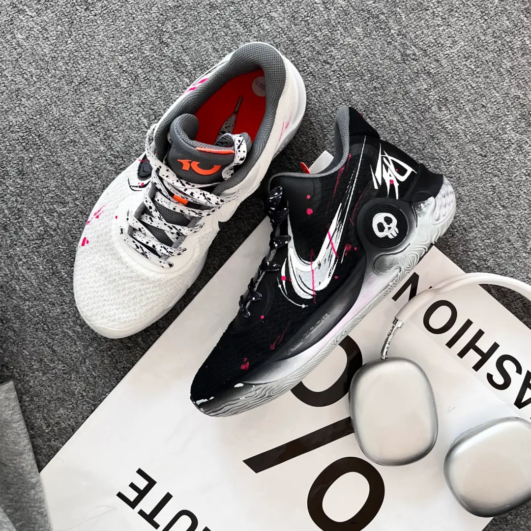 Custom Death Pact, Durant KD Trey 5 IX Black – hand-painted custom sneakers | DiySneakers