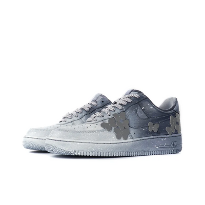 Custom Reflective Butterfly Air Force 1 Gray – custom sneakers view 2 | DiySneakers