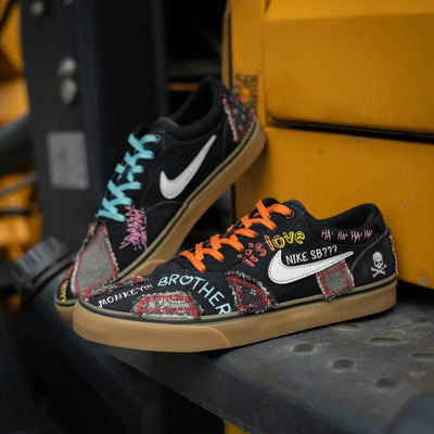 Custom Black Sticker Graffiti SB Chron Irregular Style – custom sneakers view 2 | DiySneakers