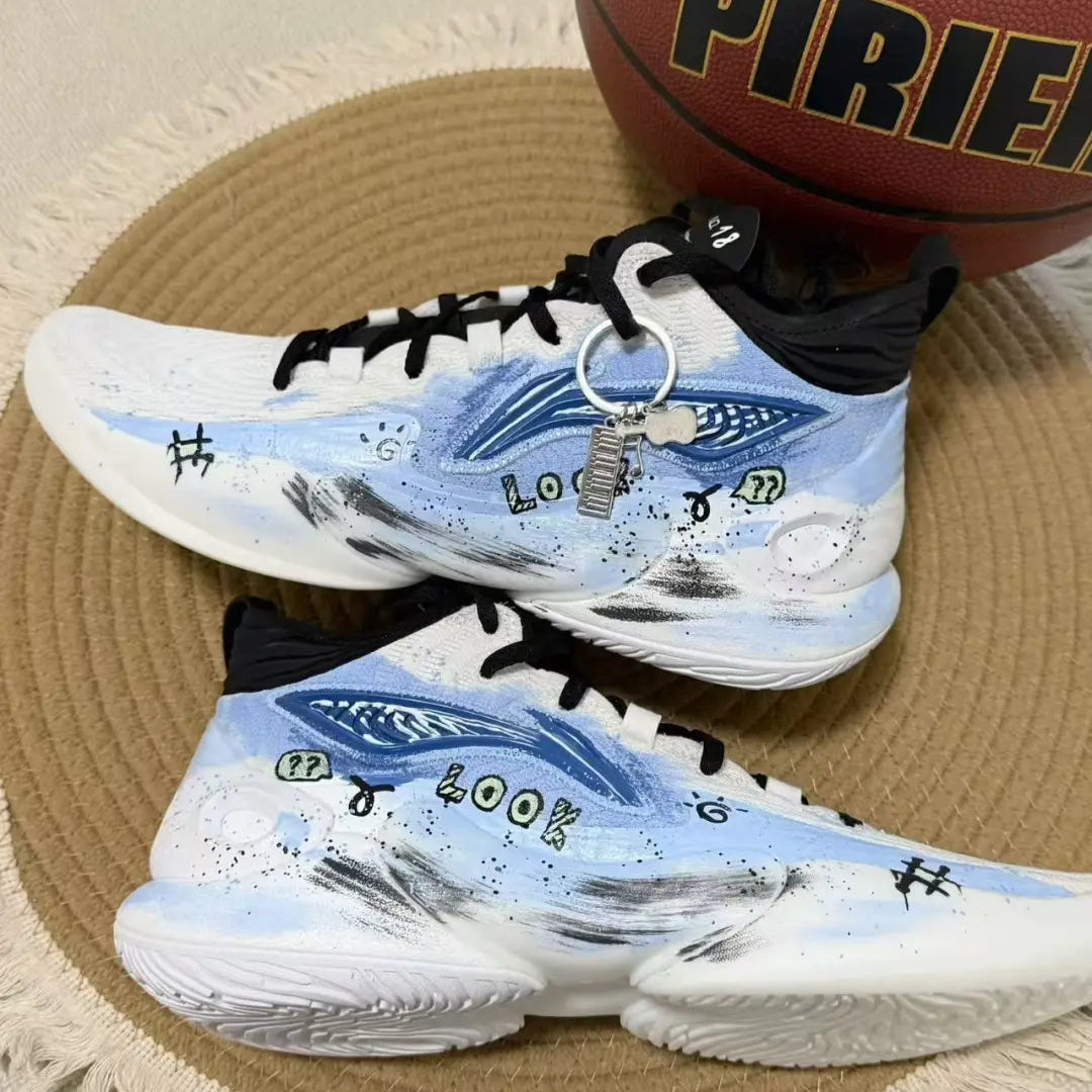 Blue Graffiti Custom Street LiNing – hand-painted custom sneakers | DiySneakers