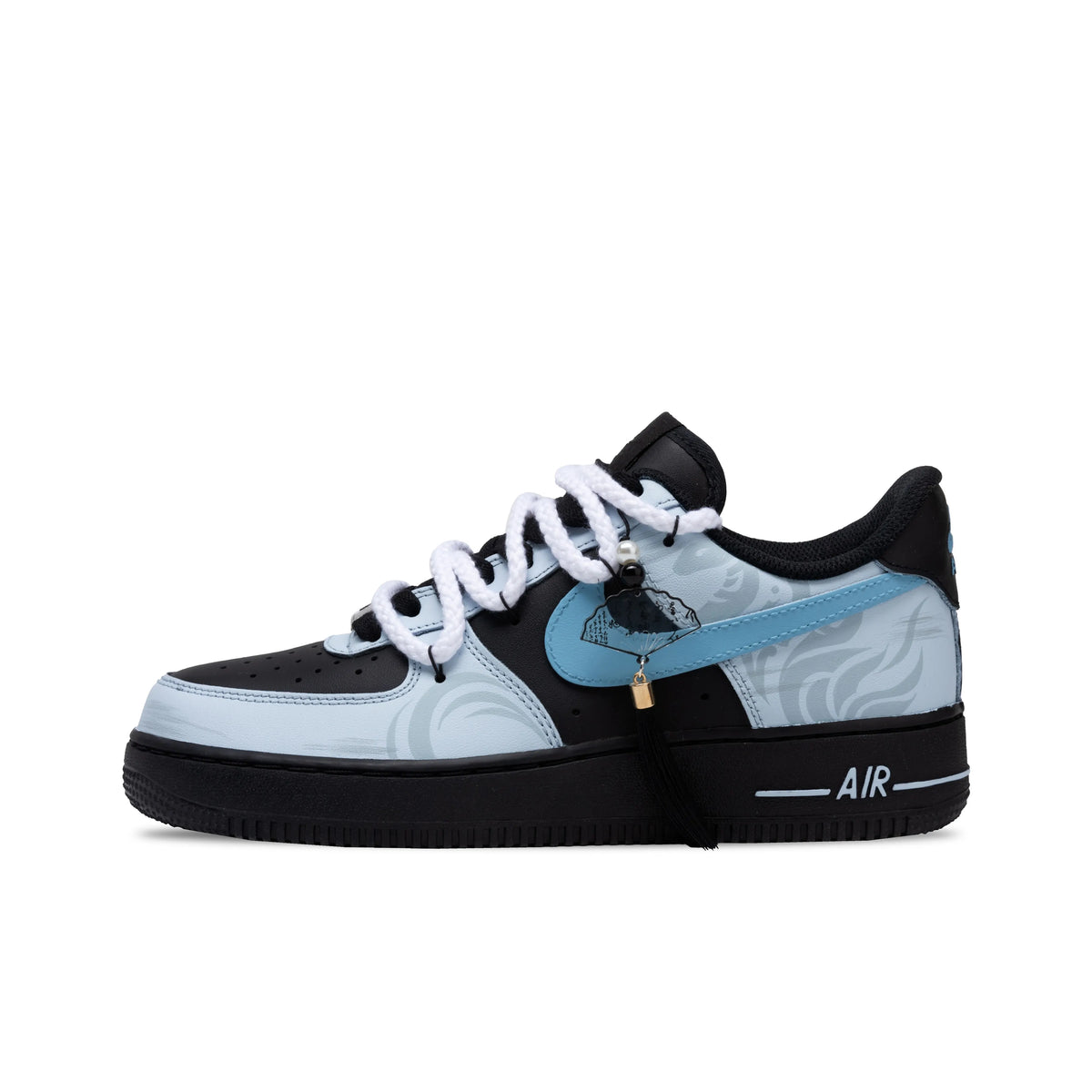 Custom Azure Serpent & Fan Air Force 1 – hand-painted custom sneakers | DiySneakers