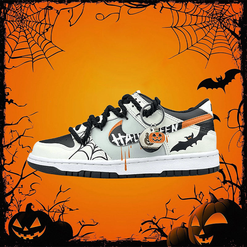 Custom Halloween Horror Dunk Low White/Black – hand-painted custom sneakers | DiySneakers