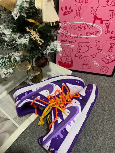 Custom Dark Purple Pumpkin Dunk Low Purple/Orange – custom sneakers view 2 | DiySneakers