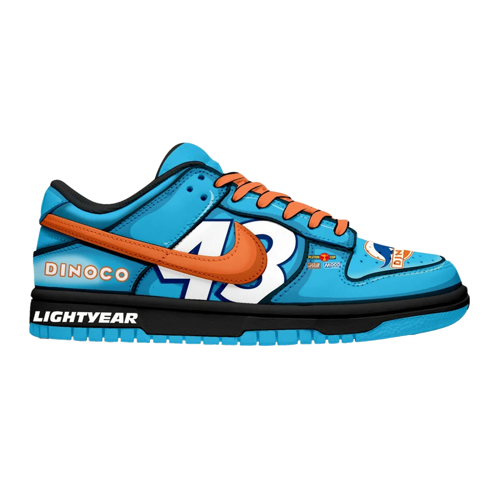 Custom Dinoco X Cars Dunk Blue/Orange – hand-painted custom sneakers | DiySneakers